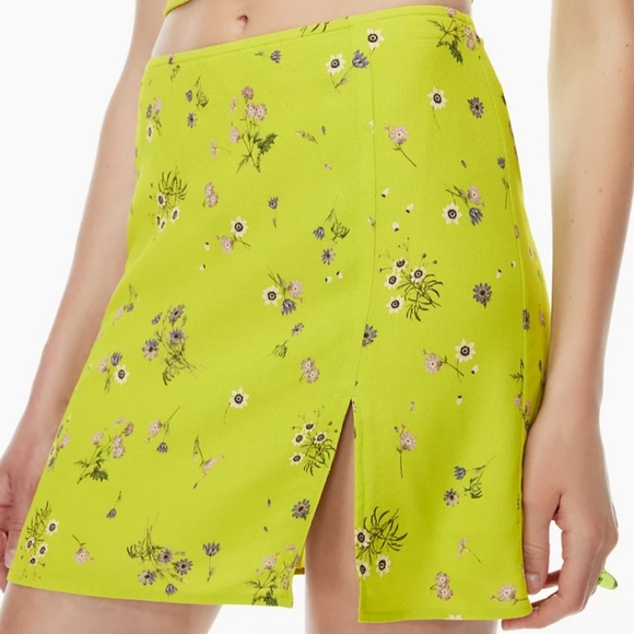 SUNDAY BEST Tatiana Skirt Pear Green Purple Taupe Floral Mini Size 4 Aritzia - Picture 1 of 15